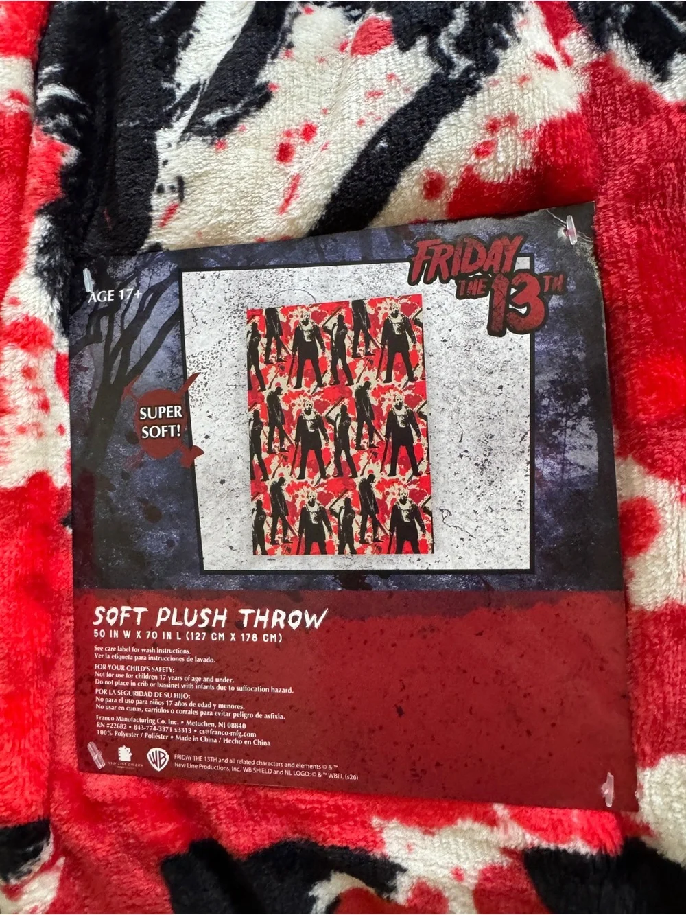 Friday the 13th Halloween Soft Plush Throw Blanket - NEW